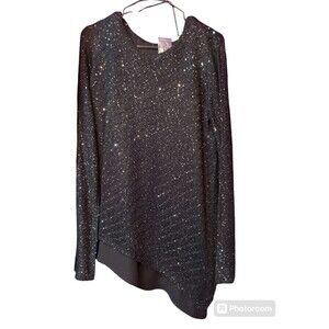 Apt.9 Women’s LG  Black Asymmetrical Hem Sequined Sweater, NWT.
